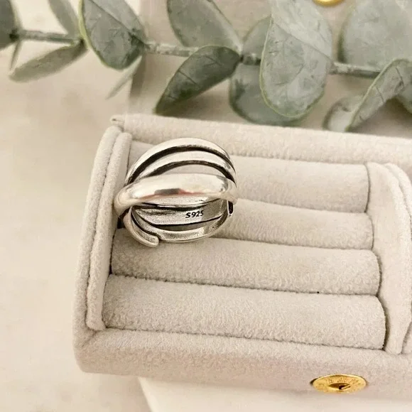 925 Sterling Silver Chunky Wrap Ring Minimalist Thick Bold Ring - Picture 7 of 7